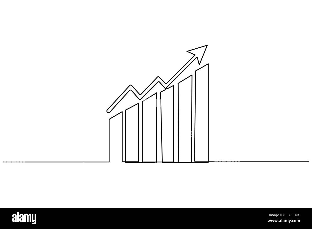 Graphique à barres de croissance de l'entreprise dessin continu d'une ligne et isoler l'icône d'entreprise de contour Illustration de Vecteur
