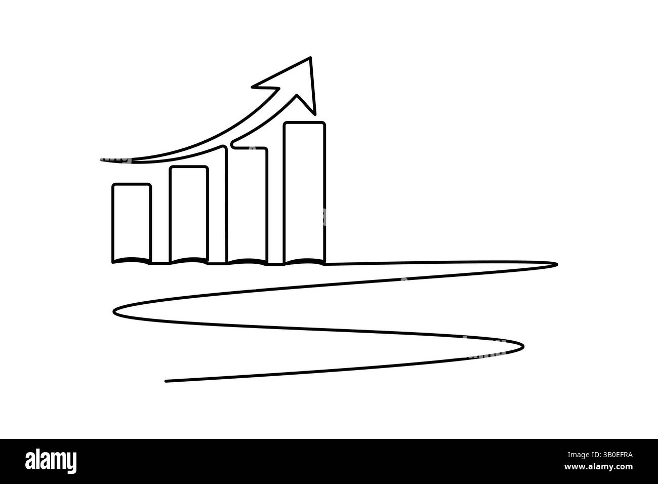 Graphique à barres de croissance de l'entreprise dessin continu d'une ligne et isoler l'icône d'entreprise de contour Illustration de Vecteur