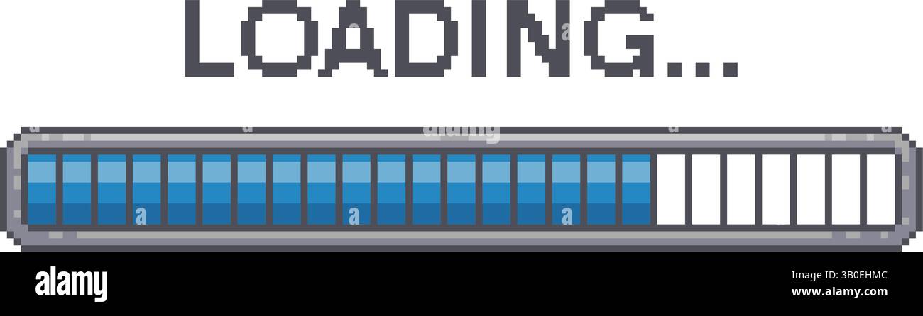 Pixel barre de chargement 8 bits, interface utilisateur de jeu vidéo Illustration de Vecteur