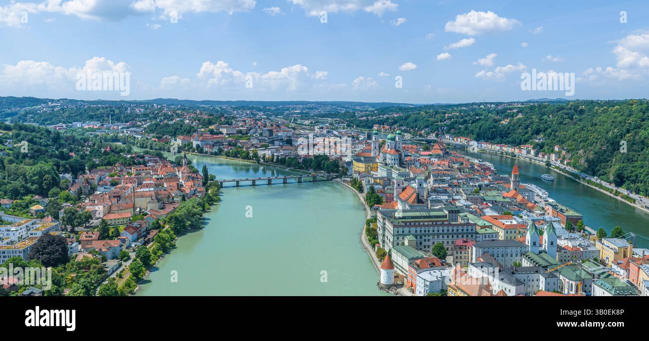 Vue panoramique sur la ville de Passau, à trois rivières, dans l'est de la basse-Bavière Banque D'Images