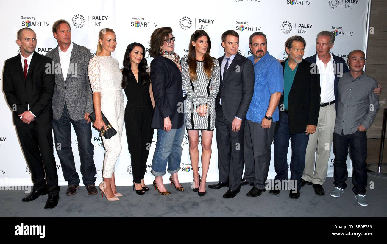 Desmond Harrington, Scott Buck, Yvonne Strahovski, Amiee Garcia, Sara Colleton, Jennifer Carpenter, Michael C. Hall, David Zayas, James Remar, Geoff Pierson et C.S. Lee au PaleyFest Previews : 'Dexter' au Paley Center for Media à Beverly Hills, Californie - 12 septembre 2013 Banque D'Images