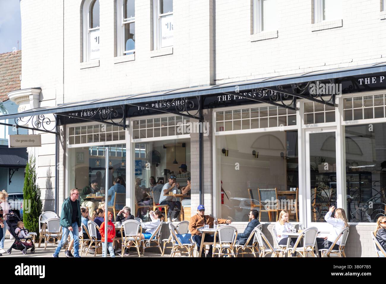 Centre-ville de Bowral, café et restaurant The Press Shop logés dans le bâtiment Acre sur Bong Bong Street, Southern Highalnds, Nouvelle-Galles du Sud, Australie Banque D'Images