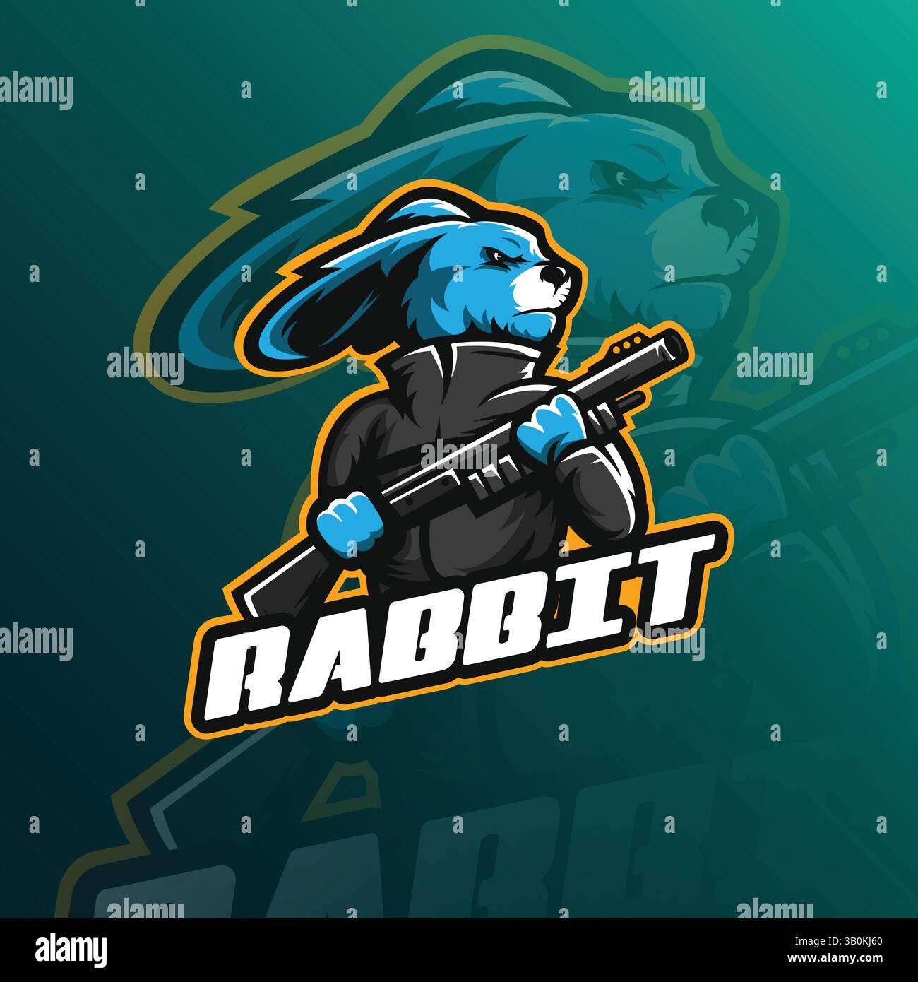 Vecteur de conception de logo de mascotte de lapin. Illustration de Vecteur