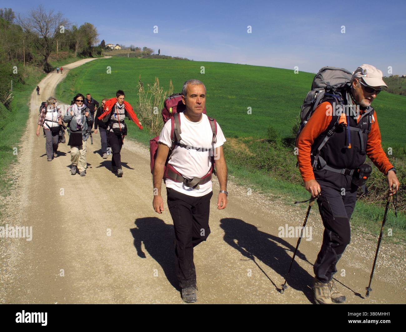 Italie Toscane 'Strada Bianca' près de Gambassi - trekking le long de la Francigena Way Banque D'Images