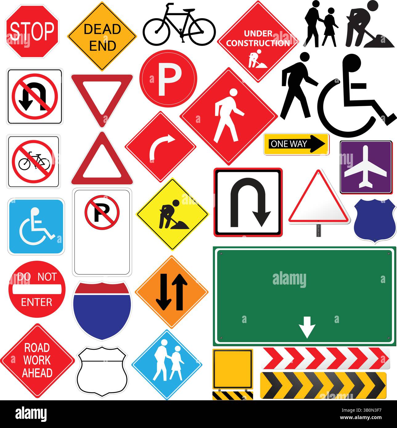 Panneaux d'avertissement mixtes audacieux vecteur présentant des symboles de sécurité et de danger pour les sites industriels, les routes et les lieux de travail. Idéal pour la signalisation et l'étiquetage. Illustration de Vecteur
