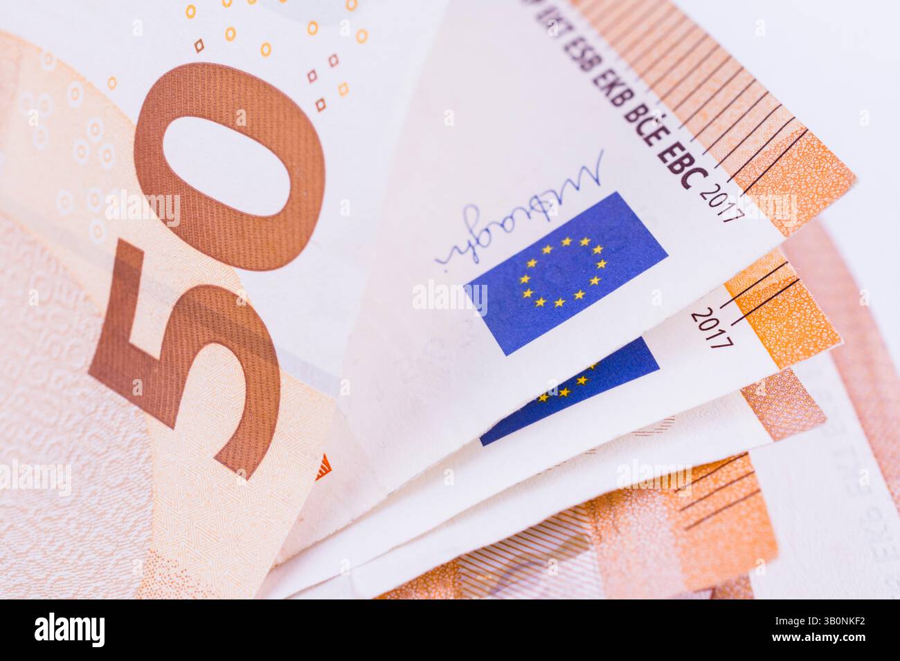 Gros plan d'un billet de l'Union européenne de 50 EUROS. L'euro est la monnaie officielle de 19 des 27 états membres de l'Union européenne. Ce groupe o Banque D'Images