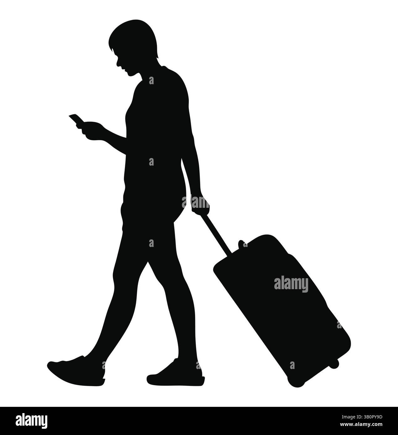 Jeune voyageur utilisant smartphone Silhouette | Voyageur | smartphone | Silhouette Illustration de Vecteur