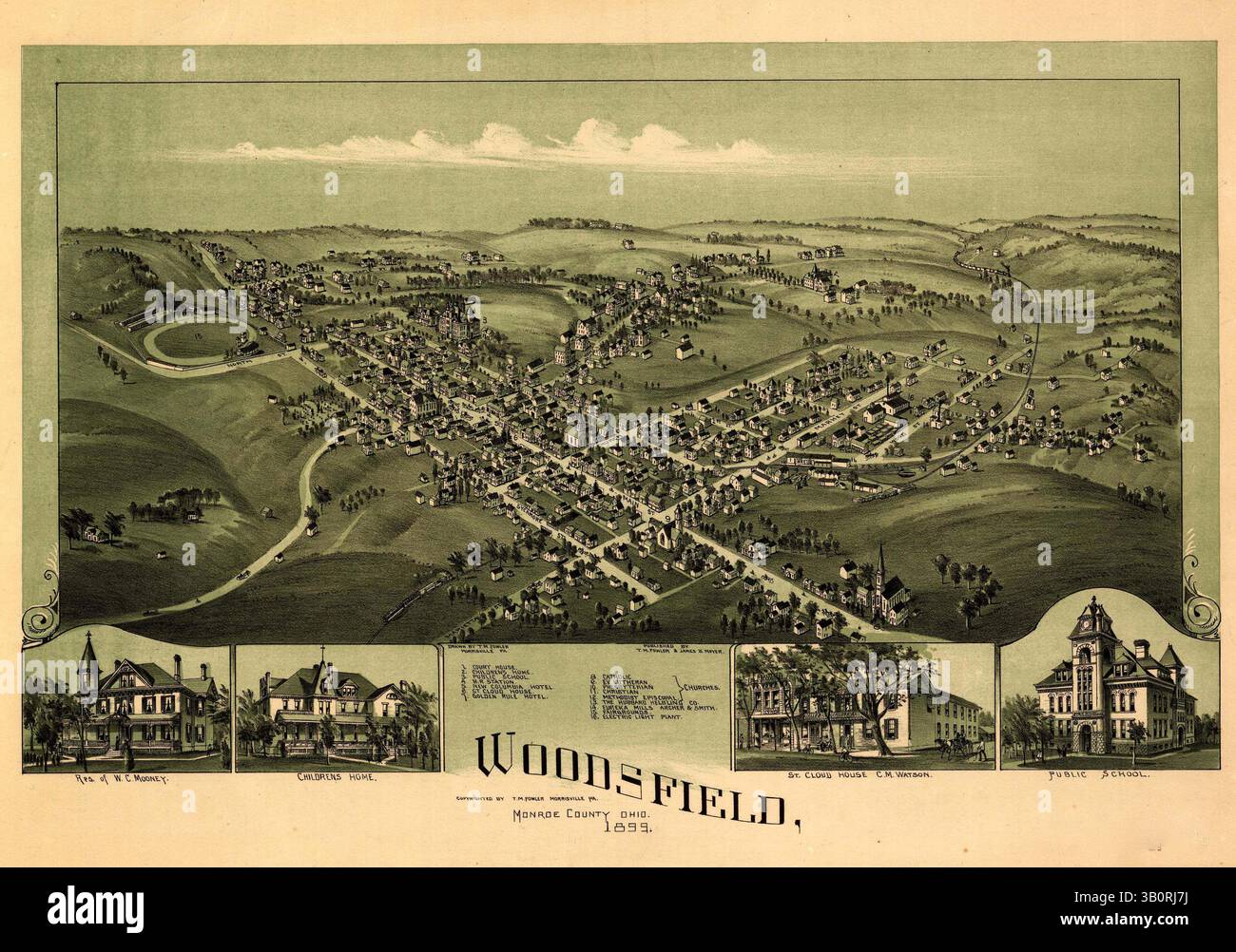 6 juin 1899 - Woodsfield, OH, États-Unis - carte de Woodsfield. (Crédit image : © BuyEnlarge/ZUMAPRESS.com) Banque D'Images