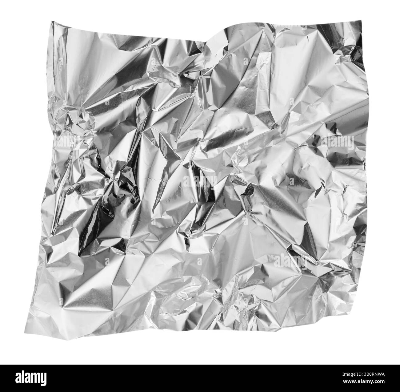 Morceau de papier aluminium froissé isolated on white Banque D'Images Morceau de papier aluminium froissé isolated on white Banque D'Images