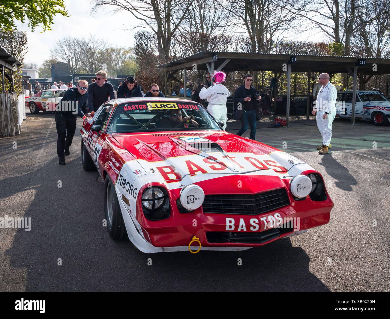 Bastos Chevrolet Camaro Z28 1980, Réunion des membres 82, circuit automobile de Goodwood, West Sussex UK Banque D'Images