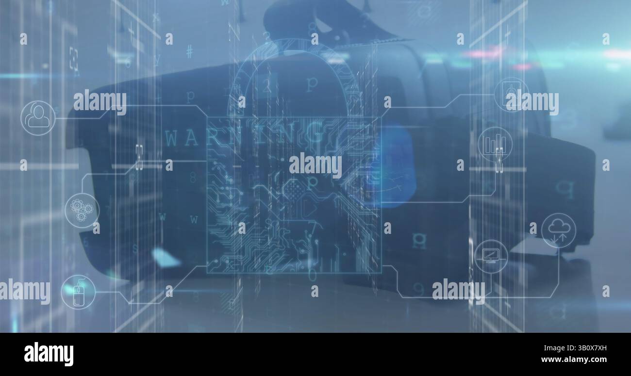 Image d'un cadenas de sécurité sur un casque vr Banque D'Images
