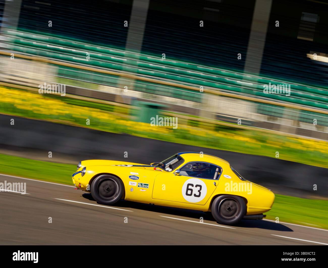 Une Lotus Elite jaune de 1961, réunion des membres de 82, Goodwood Motor circuit, West Sussex UK Banque D'Images