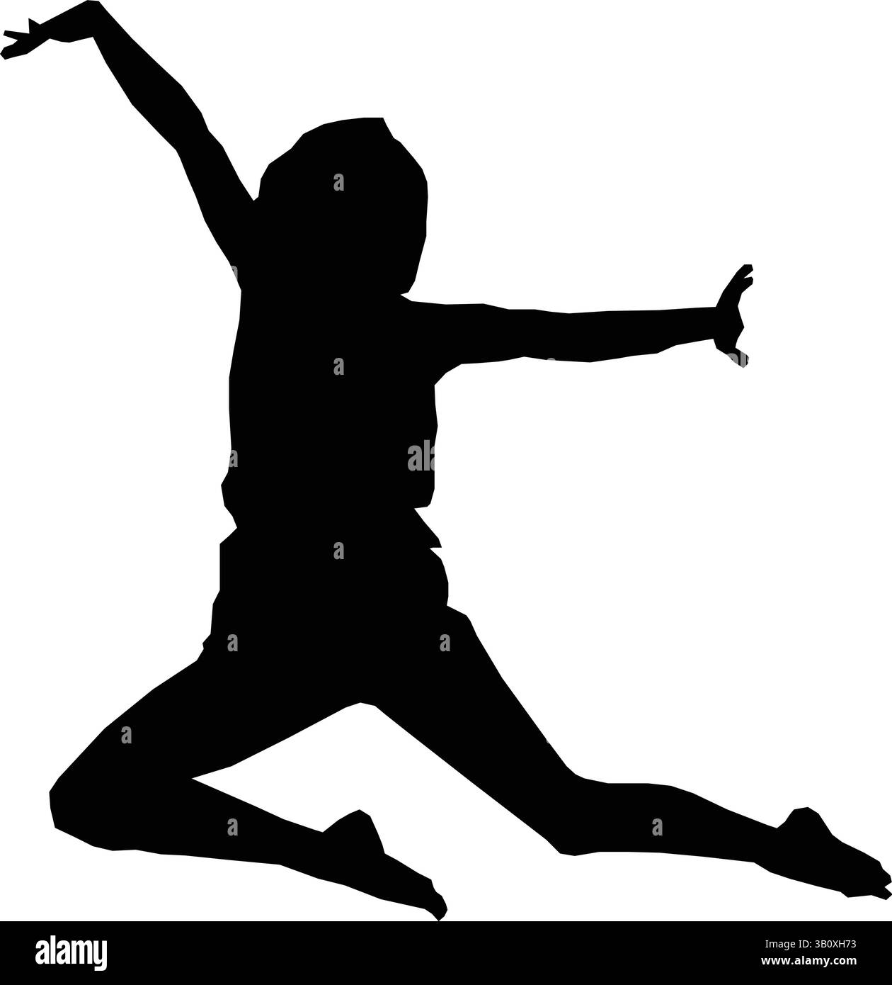 Silhouette énergique d'une femme sautant en mouvement Illustration de Vecteur