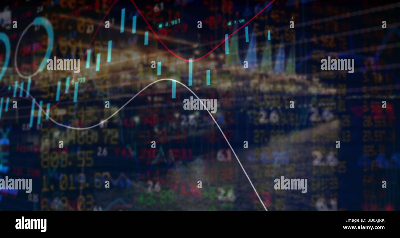 Image du traitement des données financières sur CityScape Banque D'Images