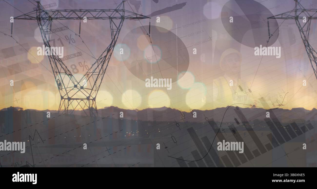 Image du traitement des données sur des pylons Banque D'Images