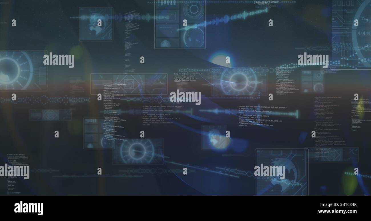 Image du traitement des données sur fond noir Banque D'Images