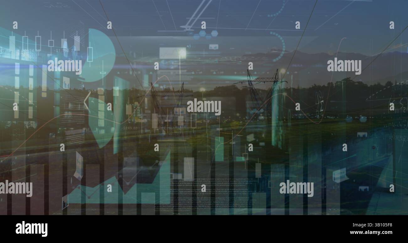 Image du traitement des données financières sur CityScape Banque D'Images