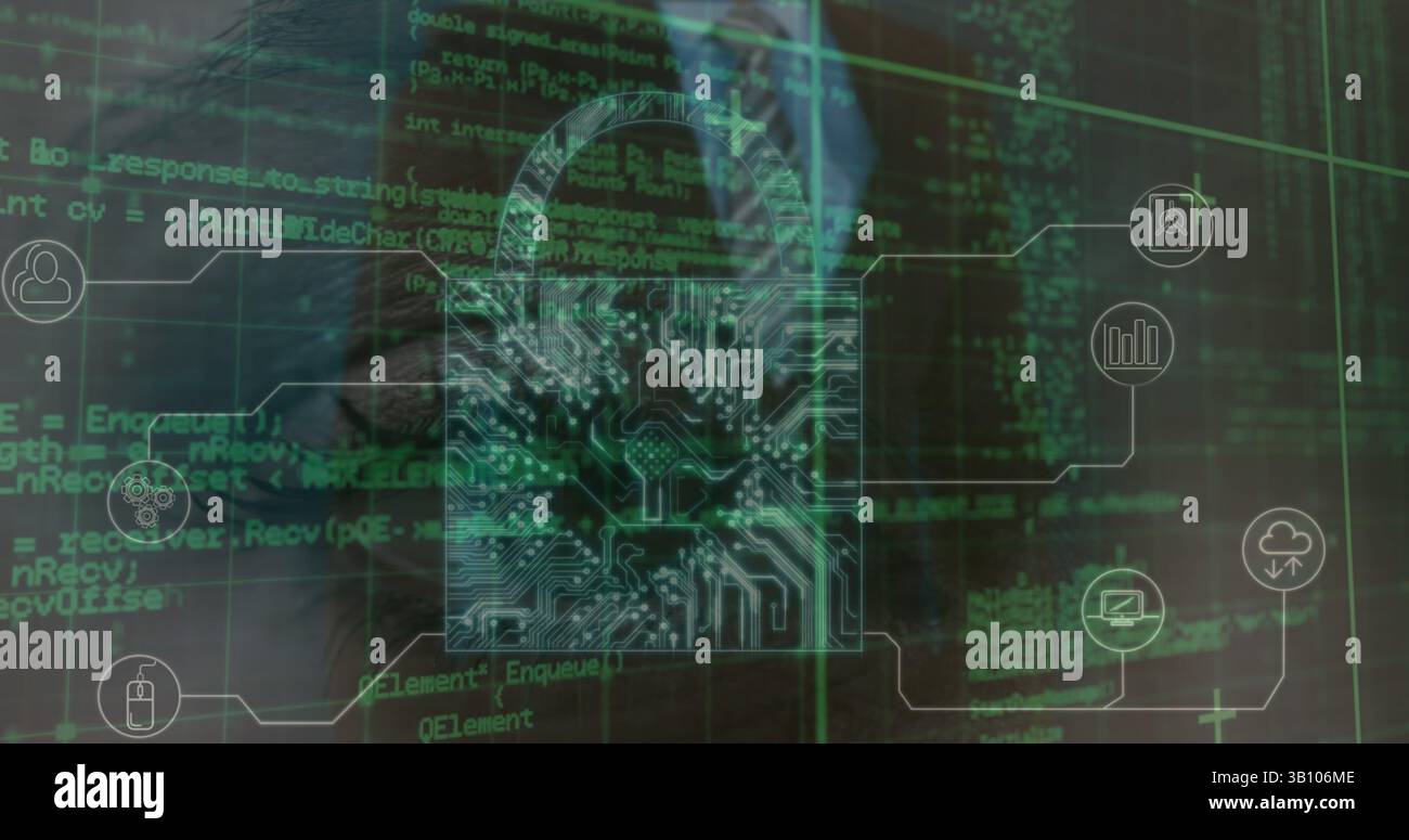 Image de l'interface numérique et réseau de connexions sur homme d'affaires Banque D'Images