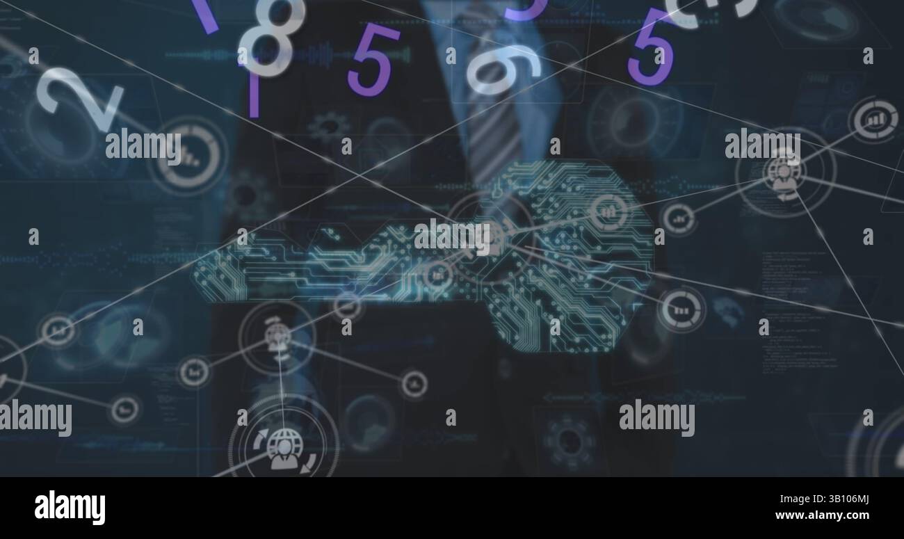 Image de l'interface numérique et réseau de connexions sur homme d'affaires Banque D'Images