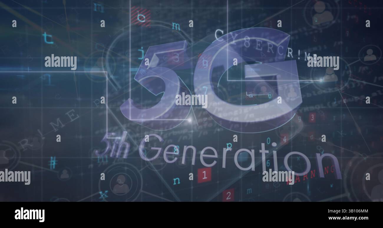 Image de texte 5g et réseau de connexions sur paysage Banque D'Images