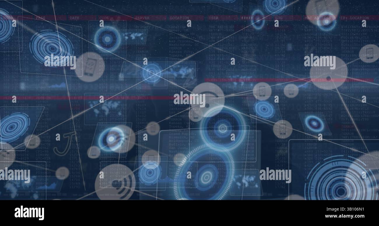 Image de l'interface numérique et du réseau de connexions sur hacker Banque D'Images