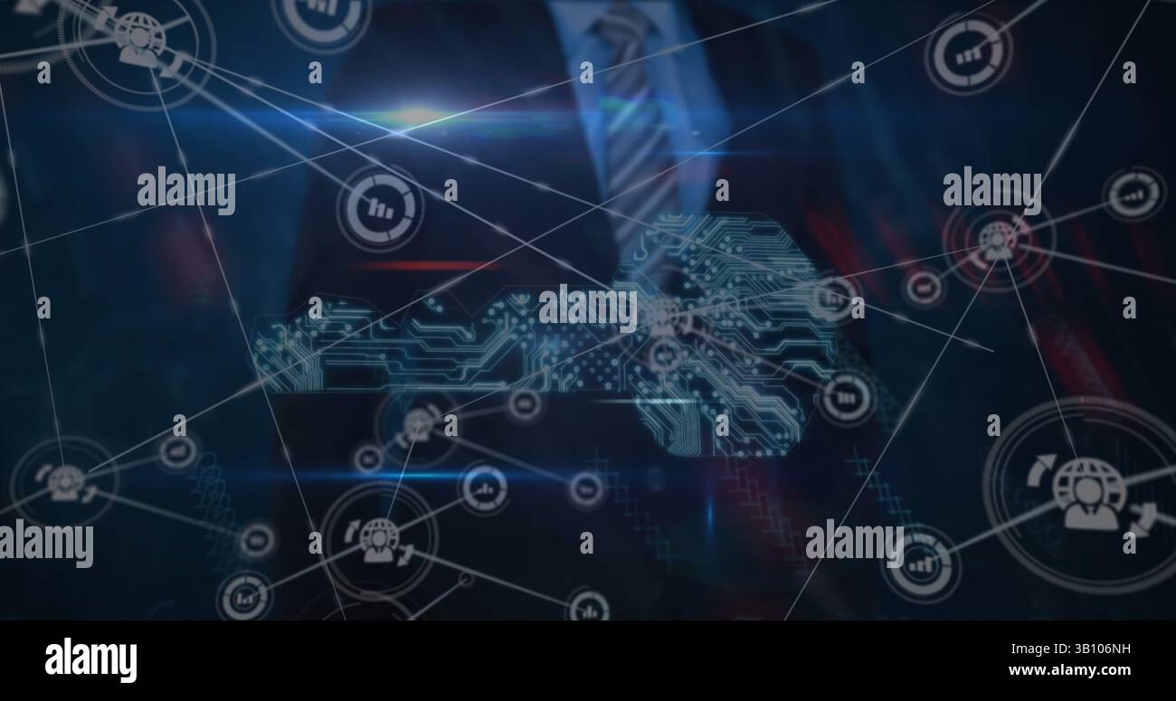 Image de l'interface numérique et réseau de connexions sur homme d'affaires Banque D'Images
