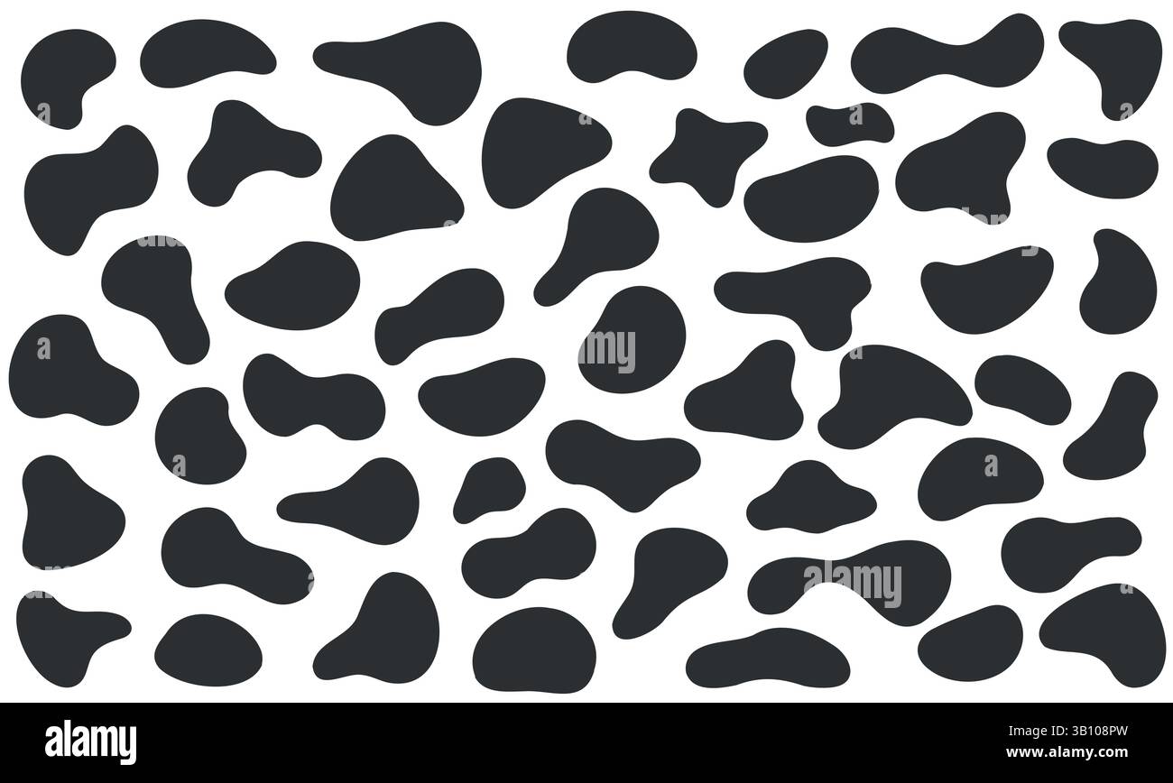 Un motif distinct et visuellement frappant composé de nombreux points noirs disposés sur un fond blanc immaculé, créant un contraste captivant Illustration de Vecteur