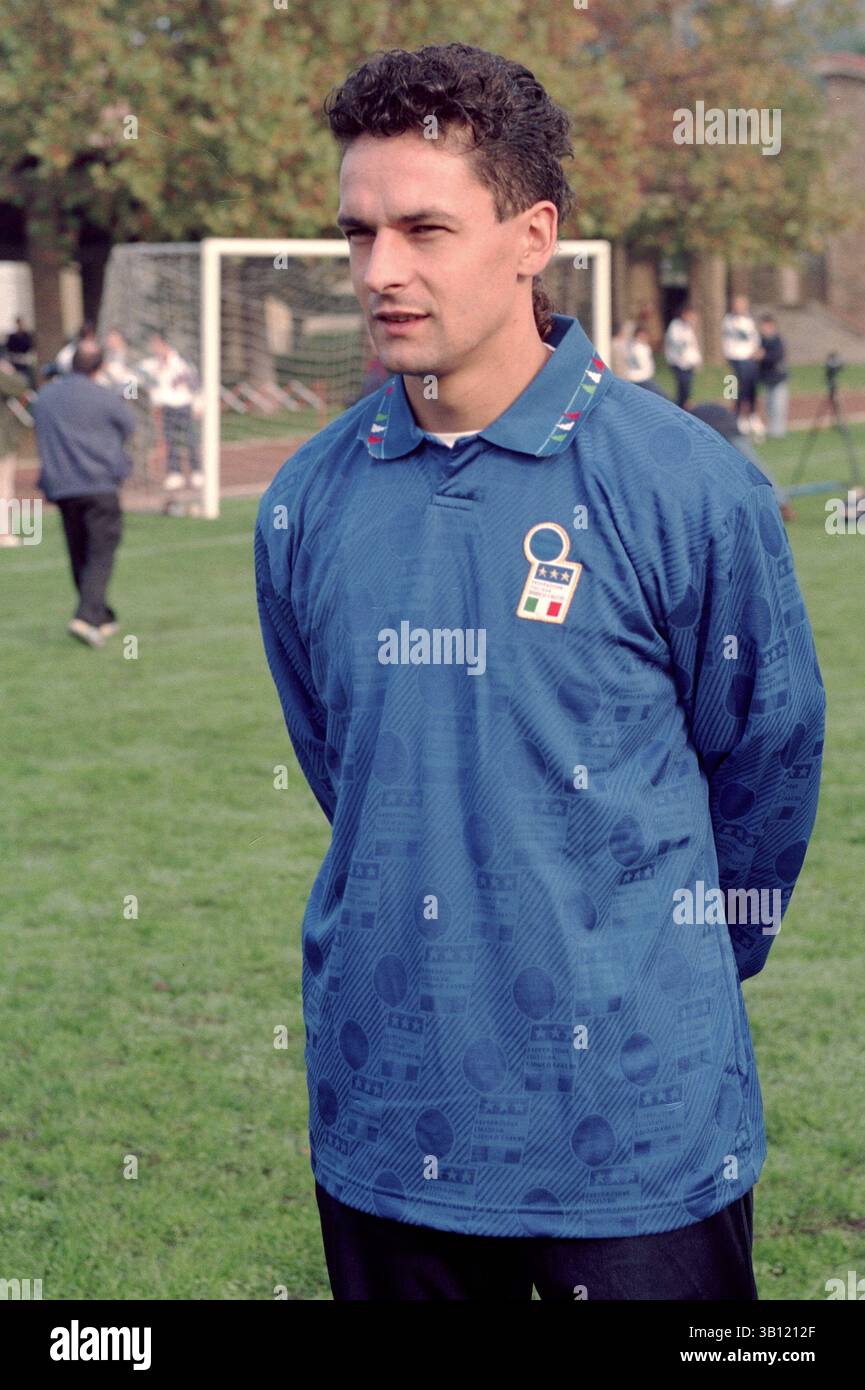 Photo Presse Vintage Roberto Baggio 1994 - Italie - Tampon Farabola 18x24cm