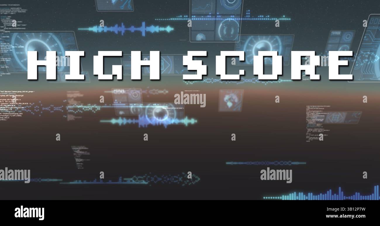 Image d'un texte à score élevé sur la numérisation de l'oscilloscope et le traitement des données Banque D'Images