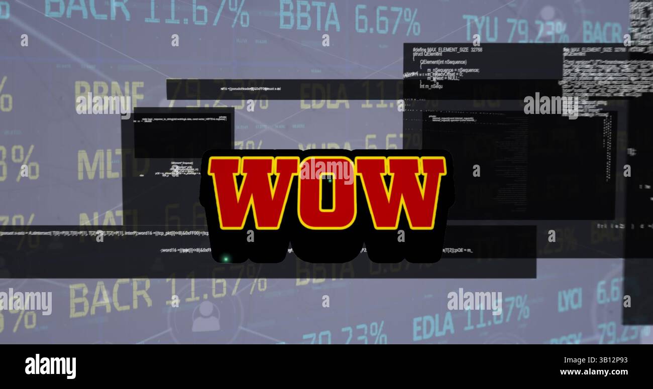 Image de texte wow sur le traitement des données Banque D'Images