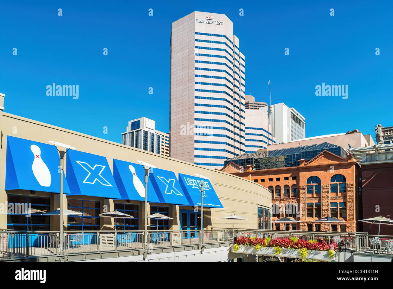 Bowling et bar dans le centre-ville de Denver, Colorado, États-Unis Banque D'Images
