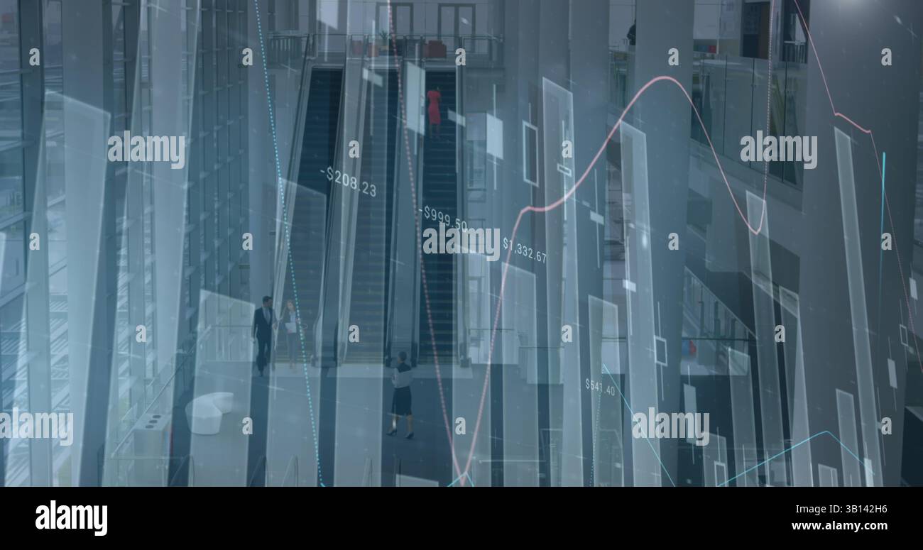 Image du traitement des données financières sur escalator Banque D'Images