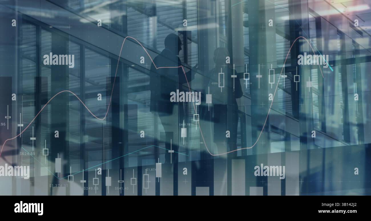 Image du traitement des données financières sur les gens qui marchent Banque D'Images