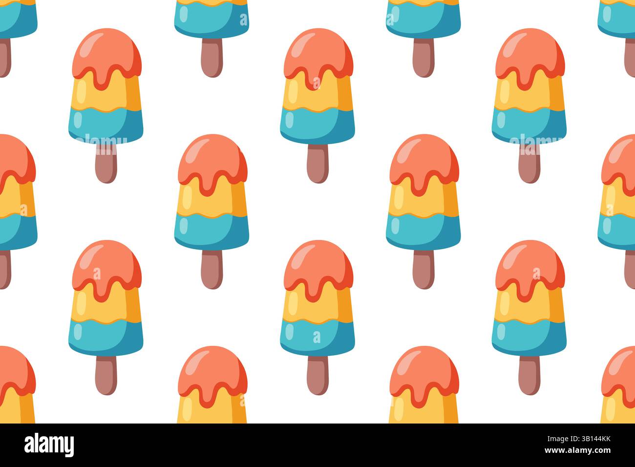 Motif de crème glacée d'été sans couture. Vecteur de dessin animé popsicles colorées sur fond Illustration de Vecteur