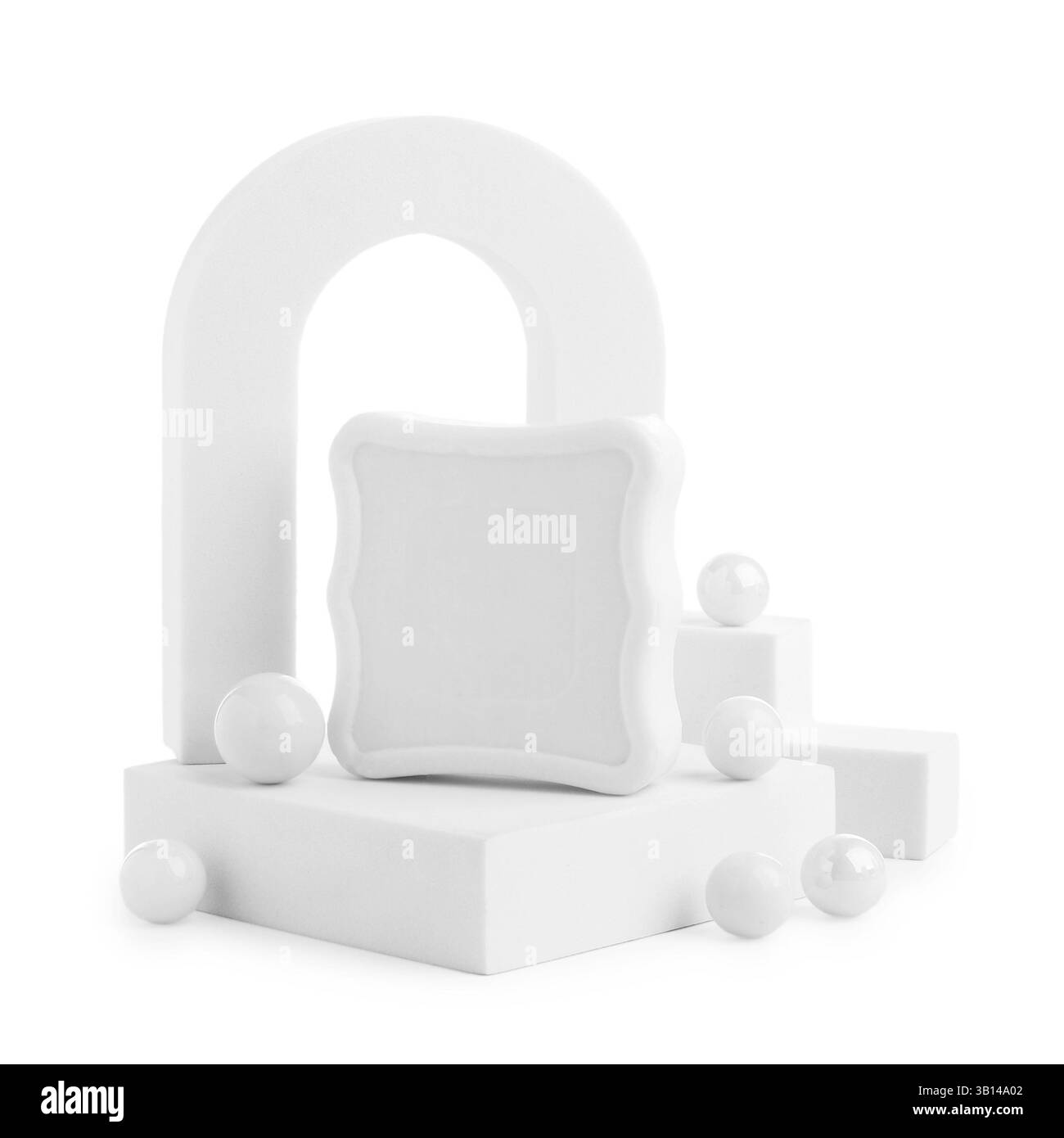 Présentation élégante de pain de savon isolé sur blanc Banque D'Images