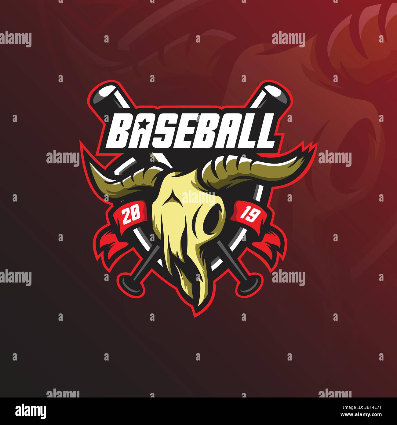 vecteur de conception de mascotte de logo de baseball avec style de concept d'illustration moderne pour l'impression de badge, d'emblème et de t-shirt. illustration de baseball. Illustration de Vecteur