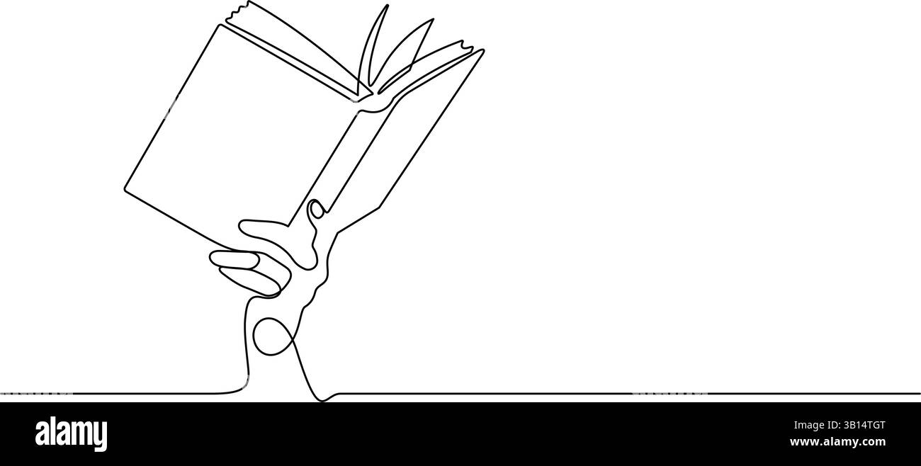 main tenant livre une ligne dessin espace copie continu art minimaliste Illustration de Vecteur