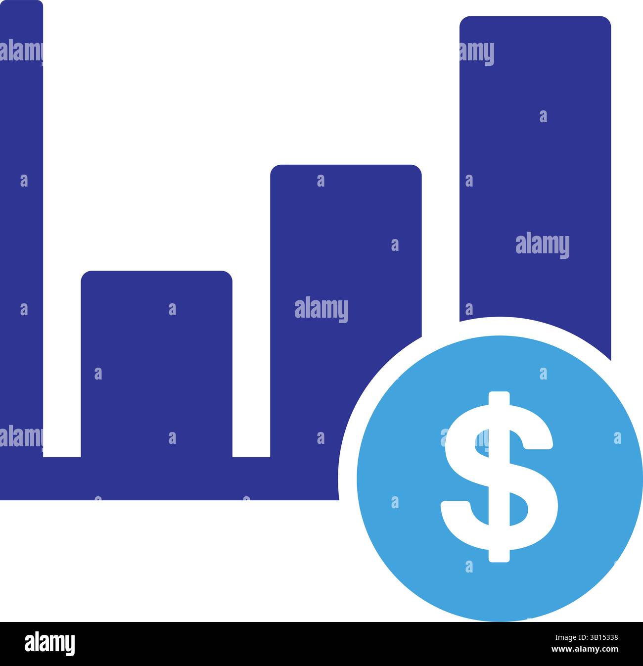 Icône d'argent de graphique à barres pour le concept de profit économique. Illustration de Vecteur
