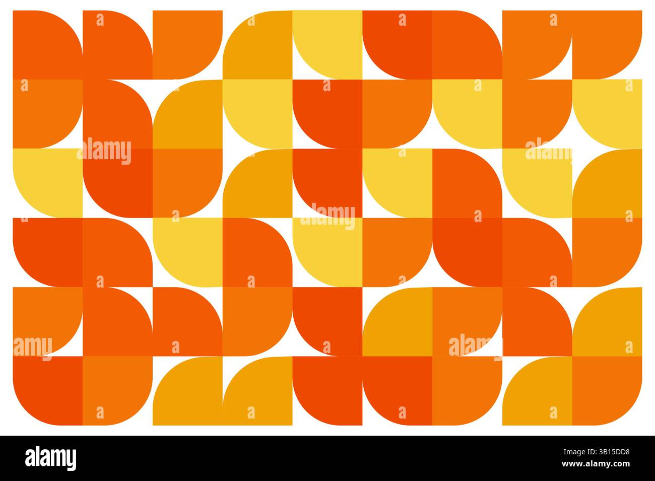Motif géométrique sans couture avec des formes de demi-cercle abstrait orange et jaune sur fond blanc Illustration de Vecteur