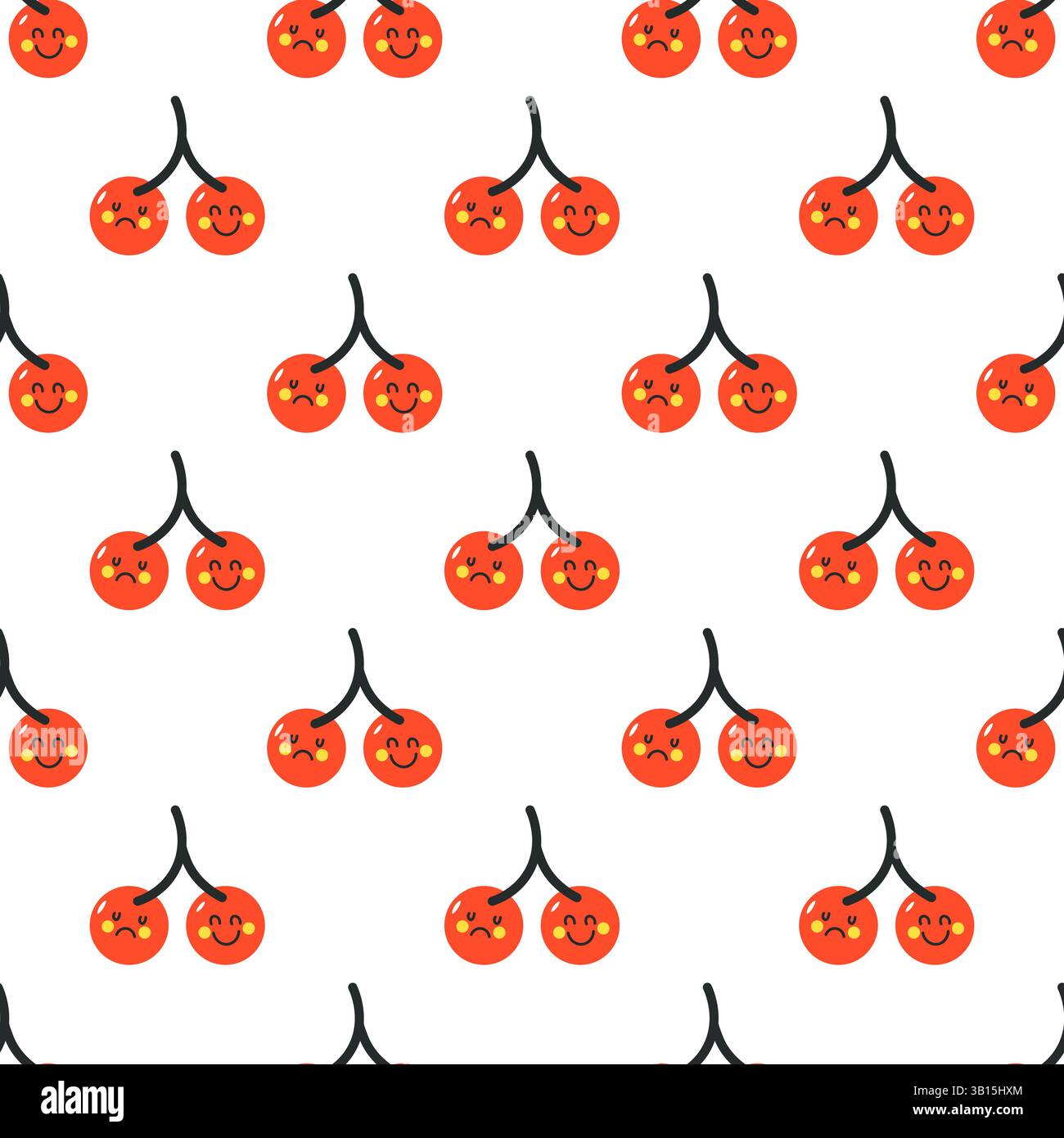 Cerises mignonnes avec expressions faciales Illustration de Vecteur