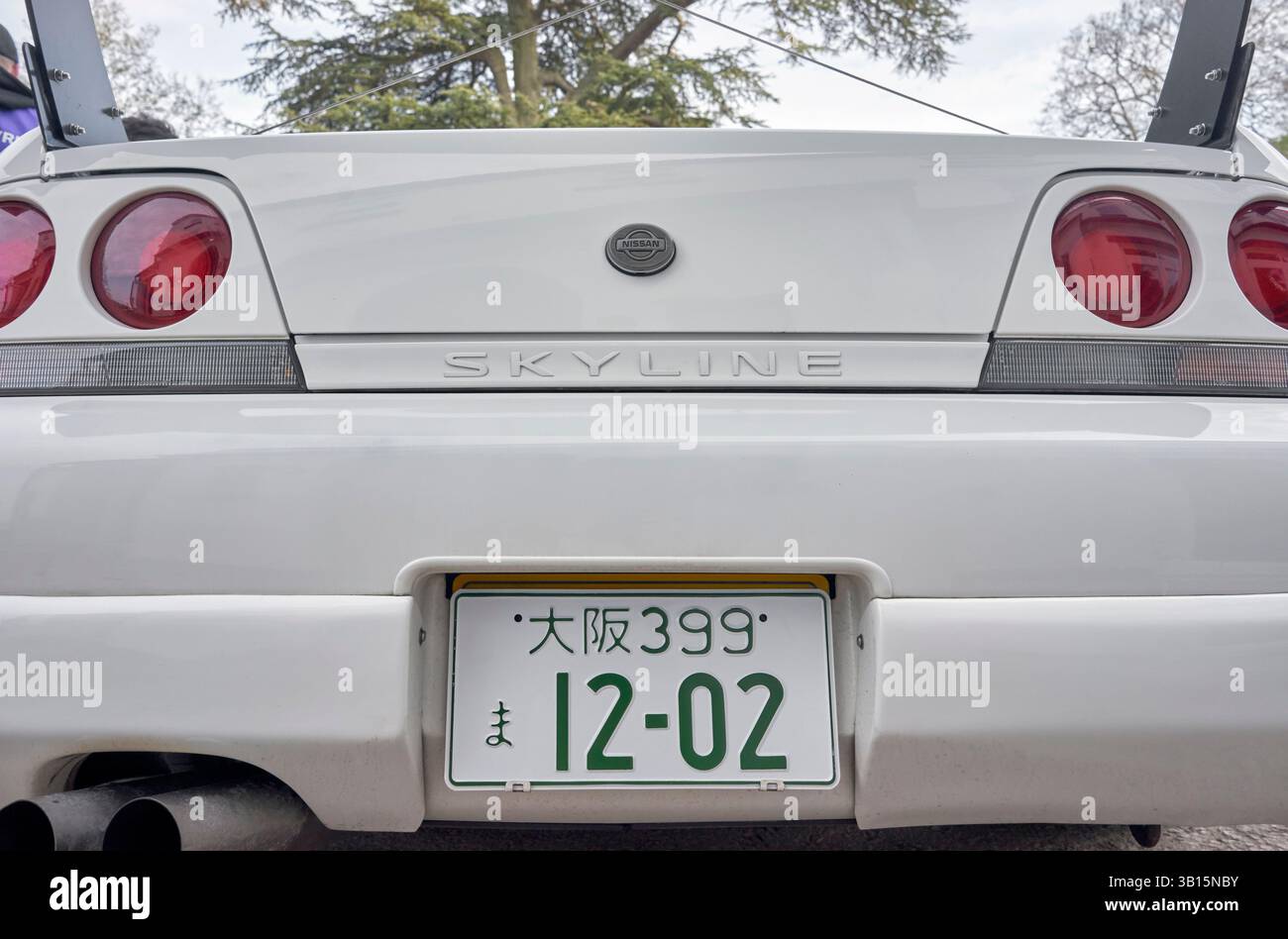 Plaque d'immatriculation japonaise sur une voiture Nissan Skyline Banque D'Images