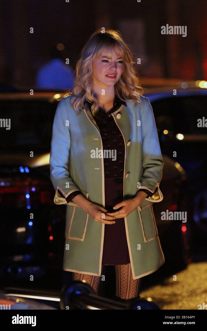 Emma Stone sur le tournage de 'The Amazing Spider-Man 2' à New York - 03 juin 2013 Banque D'Images