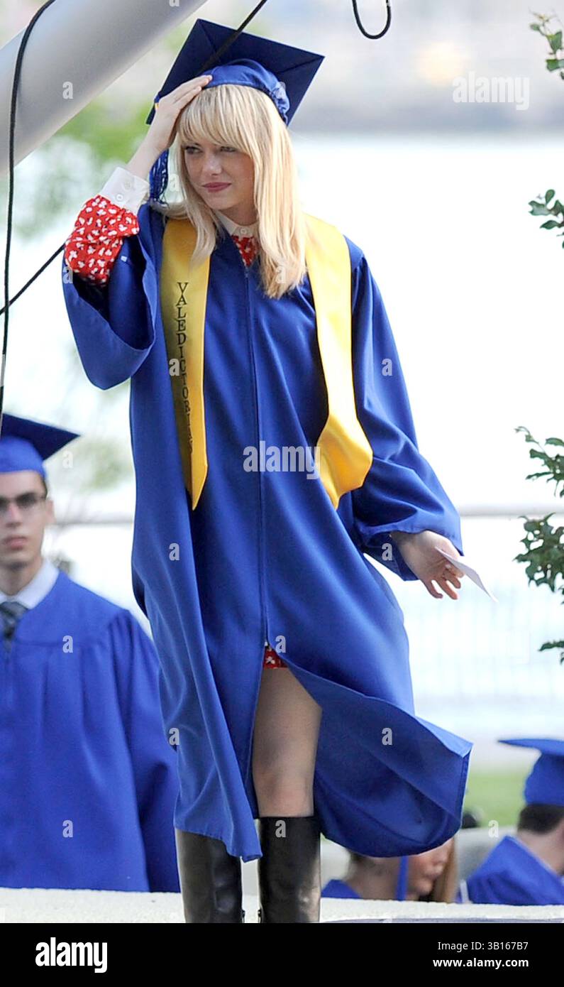 Emma Stone sur le tournage de 'The Amazing Spider-Man 2' à New York - 1er juin 2013 Banque D'Images
