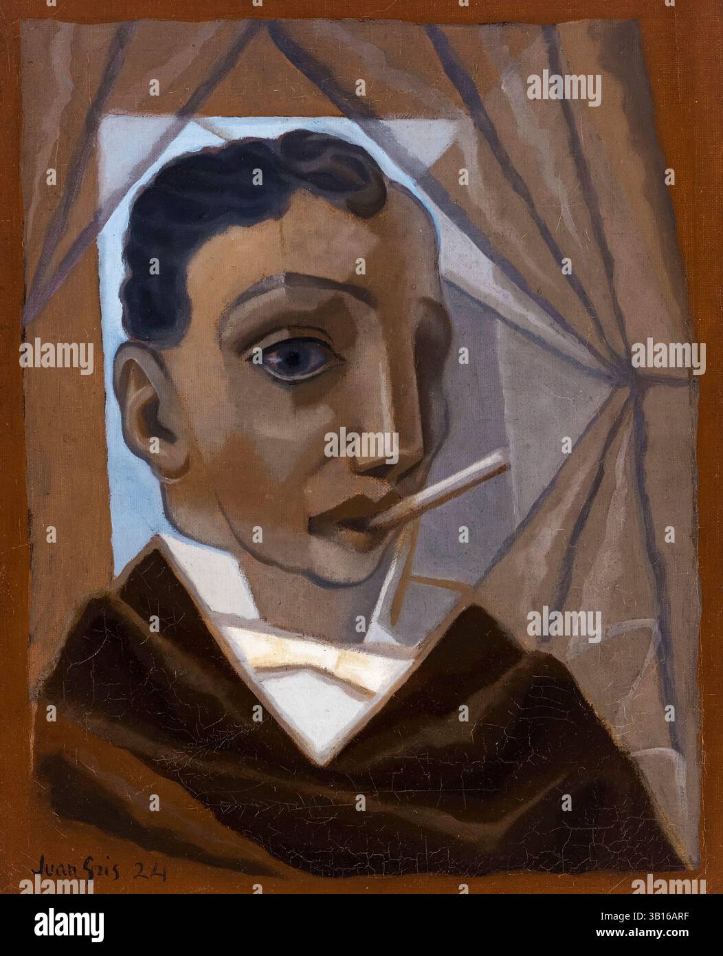 Juan gris, L'homme à la cigarette, portrait peint à l'huile sur toile, 1924 Banque D'Images