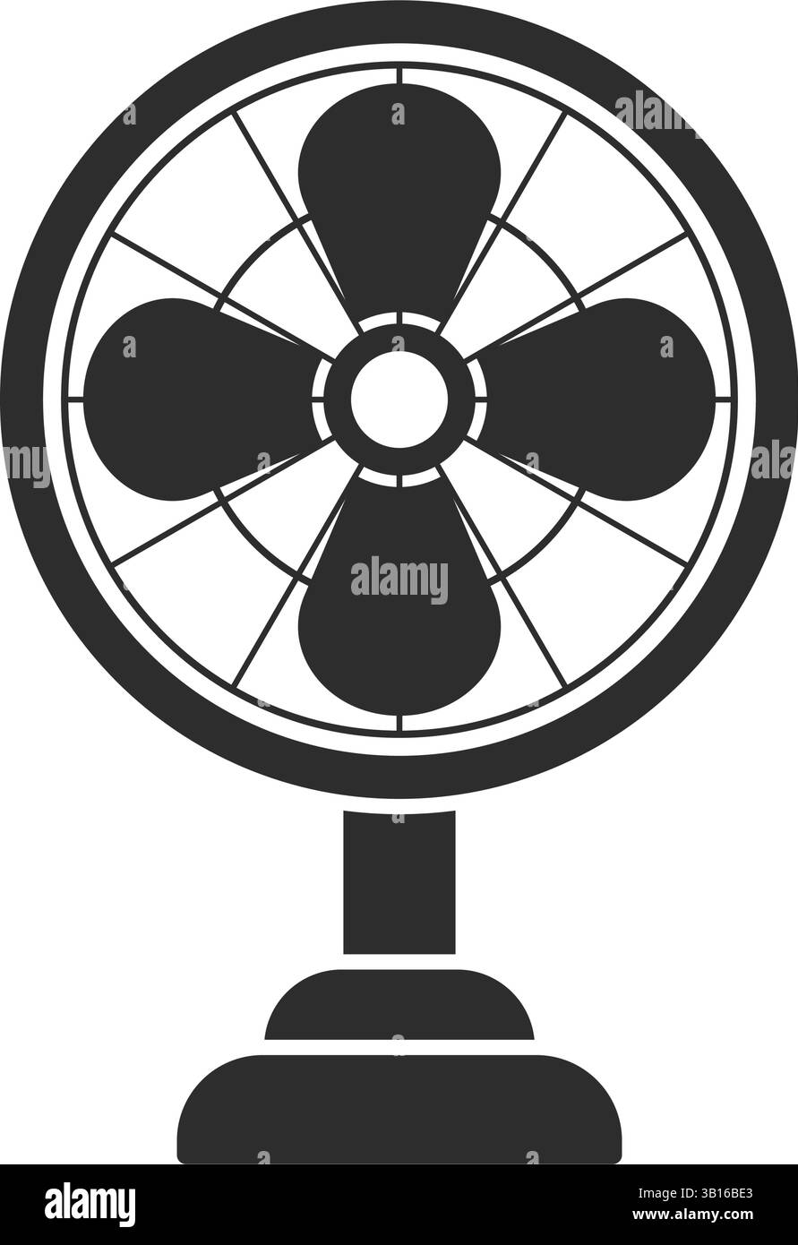 Icône de ventilateur électrique dans un style plat. Illustration vectorielle de hélice sur fond isolé. Concept commercial d'enseigne de refroidisseur. Illustration de Vecteur