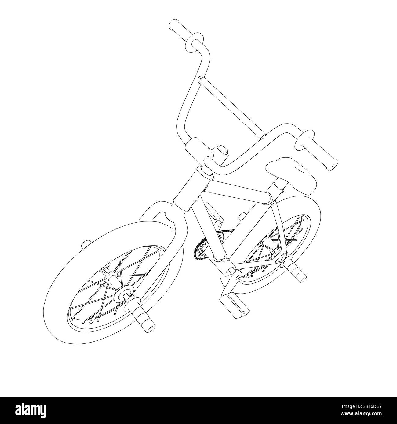 Un vélo est représenté dans un dessin noir et blanc. Le vélo est appuyé sur un mur et a un guidon noir. Le vélo n'est pas en mouvement, et l'image l'est Illustration de Vecteur