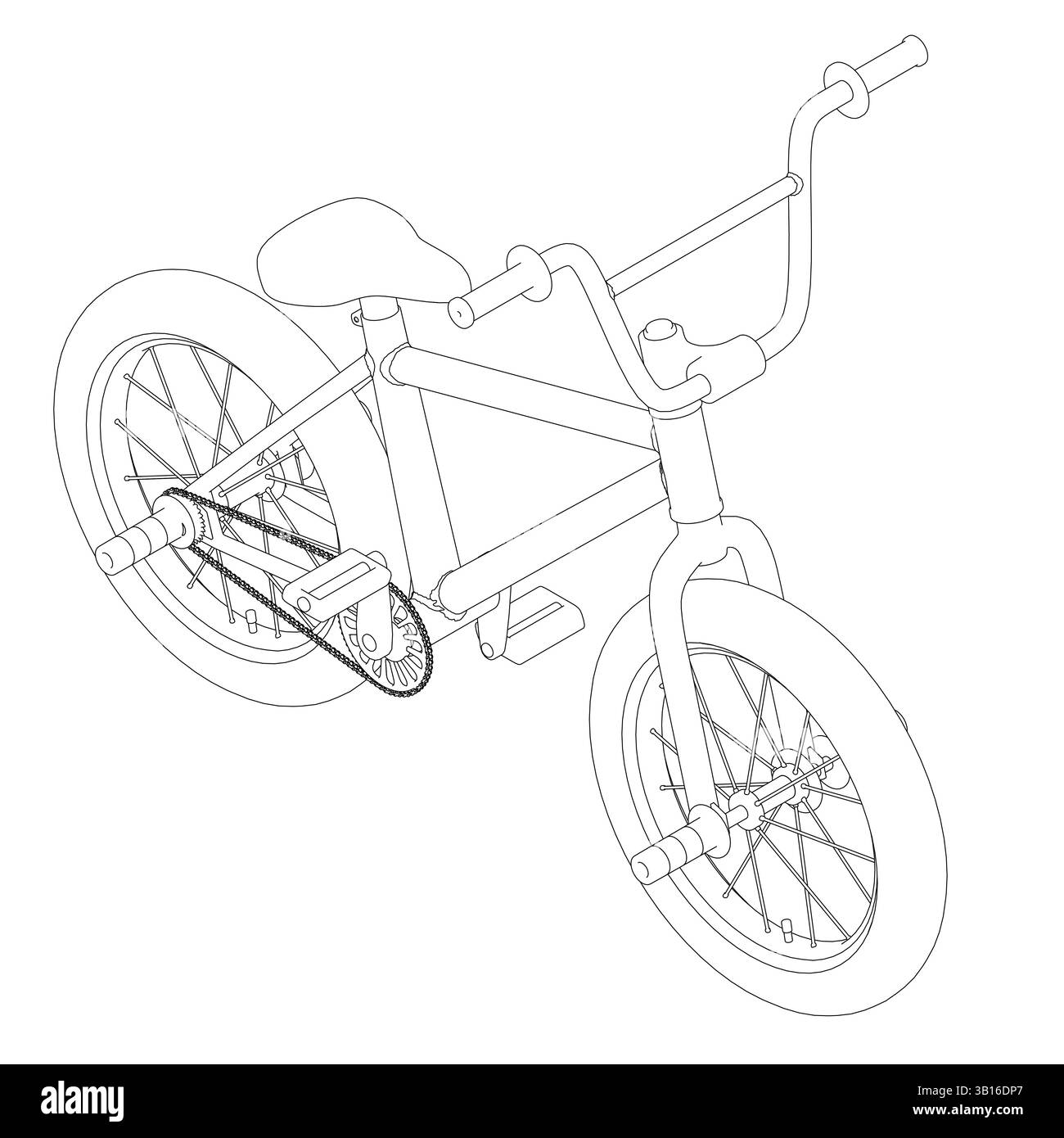 Bicyclette avec chaîne et selle. La chaîne est au sol. Le vélo est à l'envers. Vue isométrique Illustration de Vecteur