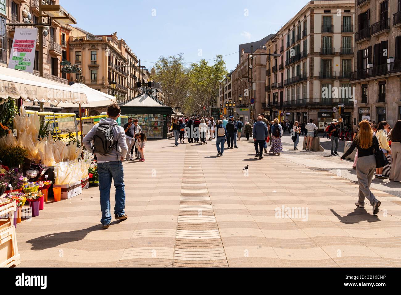 La Ramblas Barcelone, Catalogne Espagne. Banque D'Images