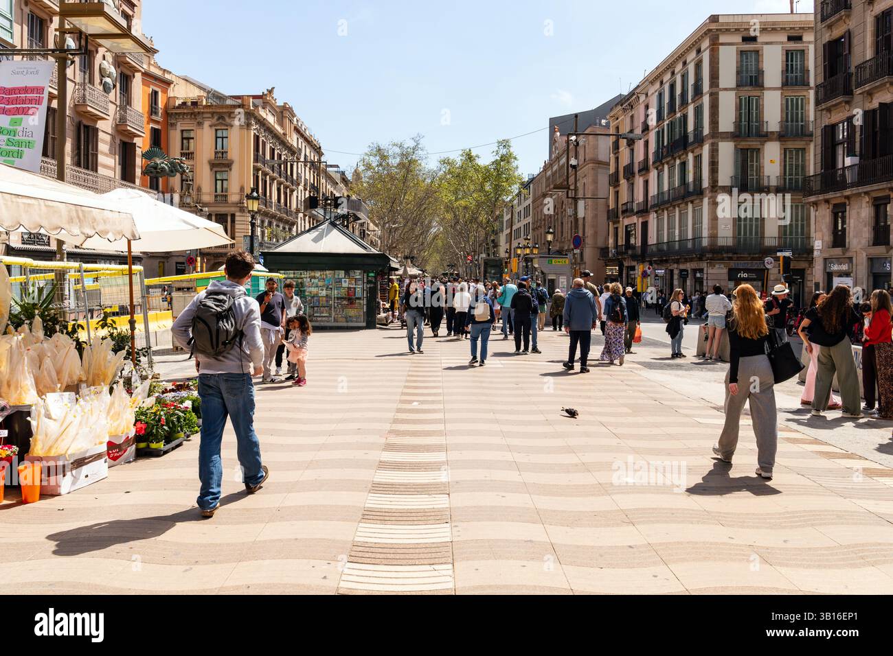 La Ramblas Barcelone, Catalogne Espagne. Banque D'Images