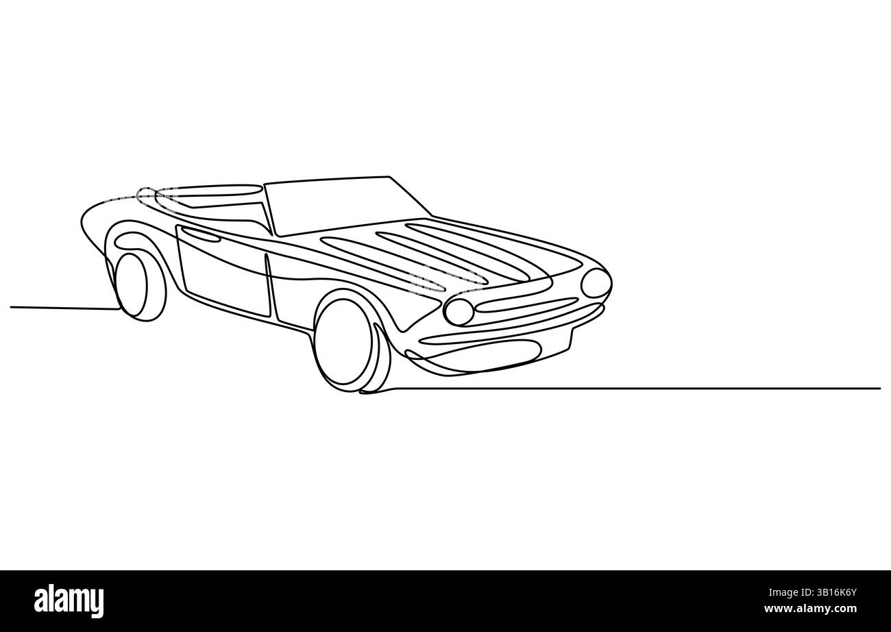 Dessin continu d'une ligne de voiture de sport moderne, style de dessin continu d'une ligne de petite voiture abstraite Illustration de Vecteur